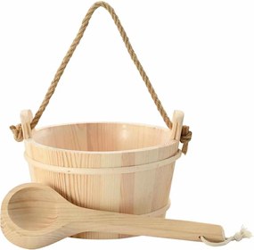 vidaXL Szauna Vödör 2 pcs Barna Tömör Fenyőfa és Kender