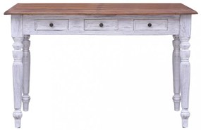 vidaXL fehér tömör mahagóni fa fiókos íróasztal 117 x 57 x 75 cm