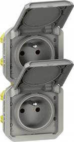 Dupla földelt aljzat 2x2P+Z, függőleges, mechanizmus 16A-250 V~- szürke