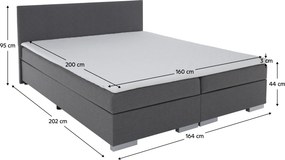 Boxspring ágy, szürke, 160x200, ADARA