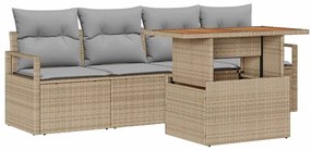 vidaXL Kerti Kanapé Szett párnával 5 pcs bézs és világosszürke