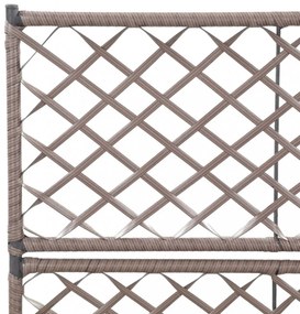 barna rácsos polyrattan magaságyás 2 kaspóval 58 x 30 x 107 cm