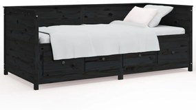 fekete tömör fenyőfa kanapéágy 100 x 200 cm