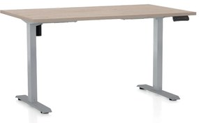 Állítható magasságú asztal OfficeTech B, 140 x 80 cm, szürke alap, tölgy