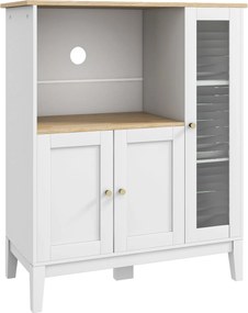 HOMCOM Mikrohullámú Sütőszekrény, Konyhaszekrény, Büfé, 1 Fakkal és 3 Ajtóval, Kábelvezetés, Konyhába, Étkezőbe, Nappaliba, 80 x 35 x 97 cm, Edzett Üv