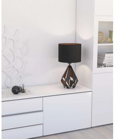 Eglo 43077 Carlton 5 asztali lámpa, textil burával, rosegold színű belső festéssel, fekete, E27 foglalattal, max. 1x60W, IP20