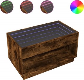 vidaXL füstös tölgy végtelen hatású LED-es dohányzóasztal 90x50x50 cm