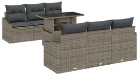7 Darab Kerti Kanapé Szett Párnákkal Szürke Poli Rattan