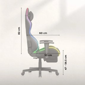 Gamer szék, Force lábtartóval fekete RGB