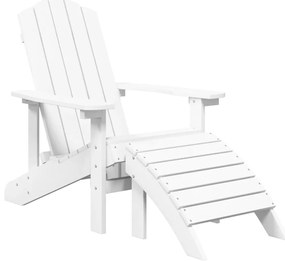 2 db fehér HDPE kerti adirondack szék lábtartóval