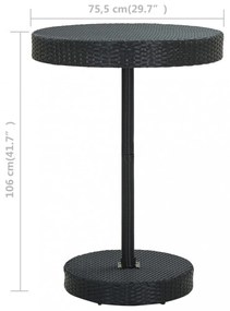 fekete polyrattan kerti asztal 75,5 x 106 cm