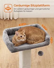 Macskakaparó oszlop, macskakaparó 40 x 30 cm-es platformmal, világosszürke