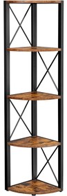 VASAGLE 5 szintes sarokpolc 160x30x30 cm barna és fekete színben