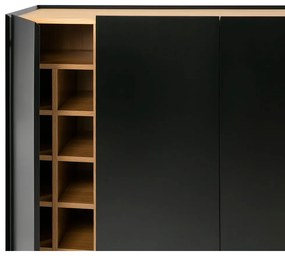 Fekete magas komód tölgyfa dekorral 95x120 cm Arista – Teulat
