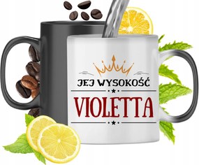 Mágikus bögre Violetta számára fekete matt nyomott mintával 330ml