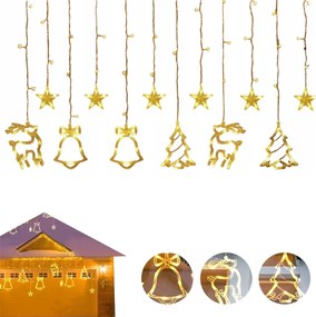 LED-es fényfüggöny Karácsonyi lánc Ablak dekoráció 8 üzemmód