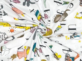 Pamut ágynemű kiságyba KIDS ALPHABET fehér Ágyneműhuzat mérete: 45 x 65 cm | 90 x 135 cm