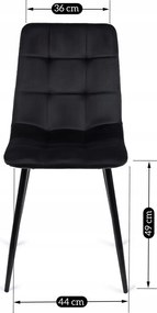 Étkezőgarnitúra 4 db. Fekete Bársony Peru székkel. Bővíthető asztal HARRY 102-142 cm