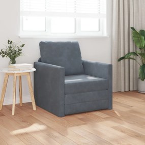 vidaXL Egyszemélyes Átalakítható Padló Kanapé Bársonyos 74x77x81 cm Sötétszürke