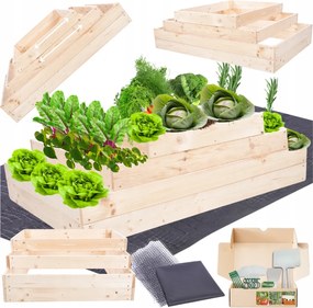 Lépcsőzetes zöldségtartó állítható virágtartó magasított impregnált 36x120x90