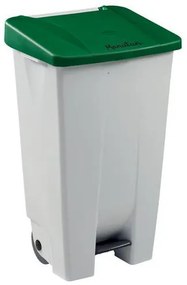 Manutan Expert Handy műanyag szemetes kosár, 120 l űrtartalom, fehér/zöld