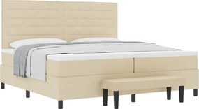 vidaXL Boxrugós ágy matracmal fejtámlával Krém 200 x 200 cm szövet