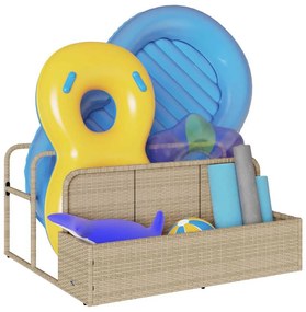 bézs polyrattan medence melletti úszótároló 110x100x57 cm
