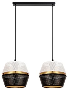 Csillár zsinóron PARIS 2xE27/60W/230V fehér/fekete/arany