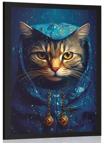 Plakát kék-arany macska