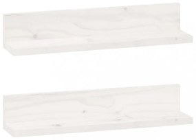 2 db fehér tömör fenyőfa falipolc 50 x 11 x 9 cm