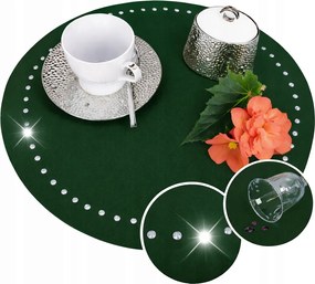 Asztali alátét Kerek 30cm Glamour Strassz Sötétzöld