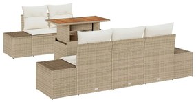 vidaXL Kerti Kanapé Szett tárolóval 6 pcs Bézs Poli rattan
