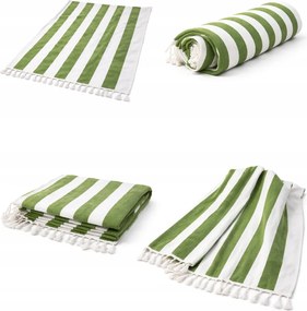 185. Strandtörölköző 90x170 cm üvegzöld fehér rojtokkal nagy