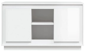 magasfényű fehér szerelt fa tálalószekrény 102x35x60 cm