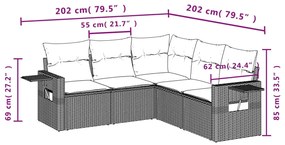 5 részes bézs polyrattan kerti ülőgarnitúra párnákkal
