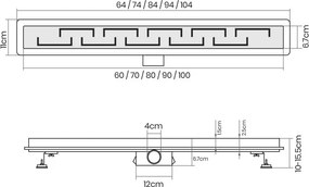 Aquamarin Zuhanypadló lefolyó geometrikus kivitelben 100 cm