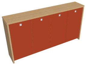 Verno közepes gardrób 248 x 46 x 130 cm, üvegajtó, világos tölgy / narancs