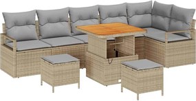 vidaXL Kerti Kanapé Szett párnával 9 pcs Beige és Világosszürke