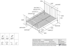 Zöld fém egyszemélyes ágy ágyráccsal 140x200 cm BRONXX – Vipack