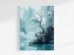 Poszter Keleti Cseresznye Hegyek Türkiz Japán Zen 60x80