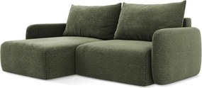 Zöld kinyitható-tárolóhelyes sarokkanapé (bal oldali) Kalena – Makamii