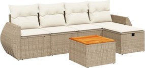 vidaXL 6 részes bézs polyrattan kerti ülőgarnitúra párnával