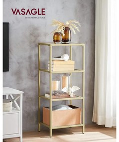 Fürdőszobai tárolópolc 95x40x30 cm, edzett üveg tároló állvány, arany