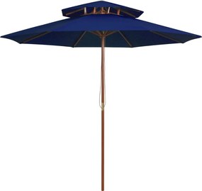 vidaXL kék kétszintes napernyő farúddal 270 cm