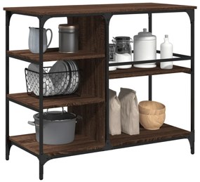 barna tölgy színű szerelt fa konyhai kocsi 100 x 45 x 89,5 cm