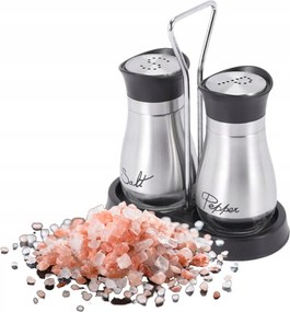 Só- és borsszóró Dikom szett ezüst szett fogantyúval Acél Üveg
