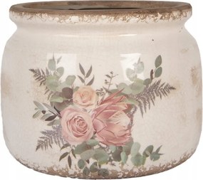 Vintage Rózsa és Eukaliptusz Kerámia Virágcserép L 20x15 cm