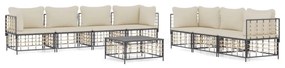 8 részes antracitszürke polyrattan kerti ülőgarnitúra párnákkal