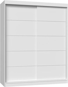 IGA 120 tolóajtós gardróbszekrény, díszcsíkozott, 160x200x61 cm, fehér