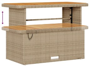 14 Darabos Kerti Kanapészett Párnákkal Bézs Polyrattan Akác, 4 Darabos Kerti Étkezős Szett Párnákkal Bézs Polyrattan Akác